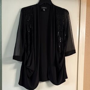 R&M Richard’s Black Sheer Sequin Cardigan Size Large